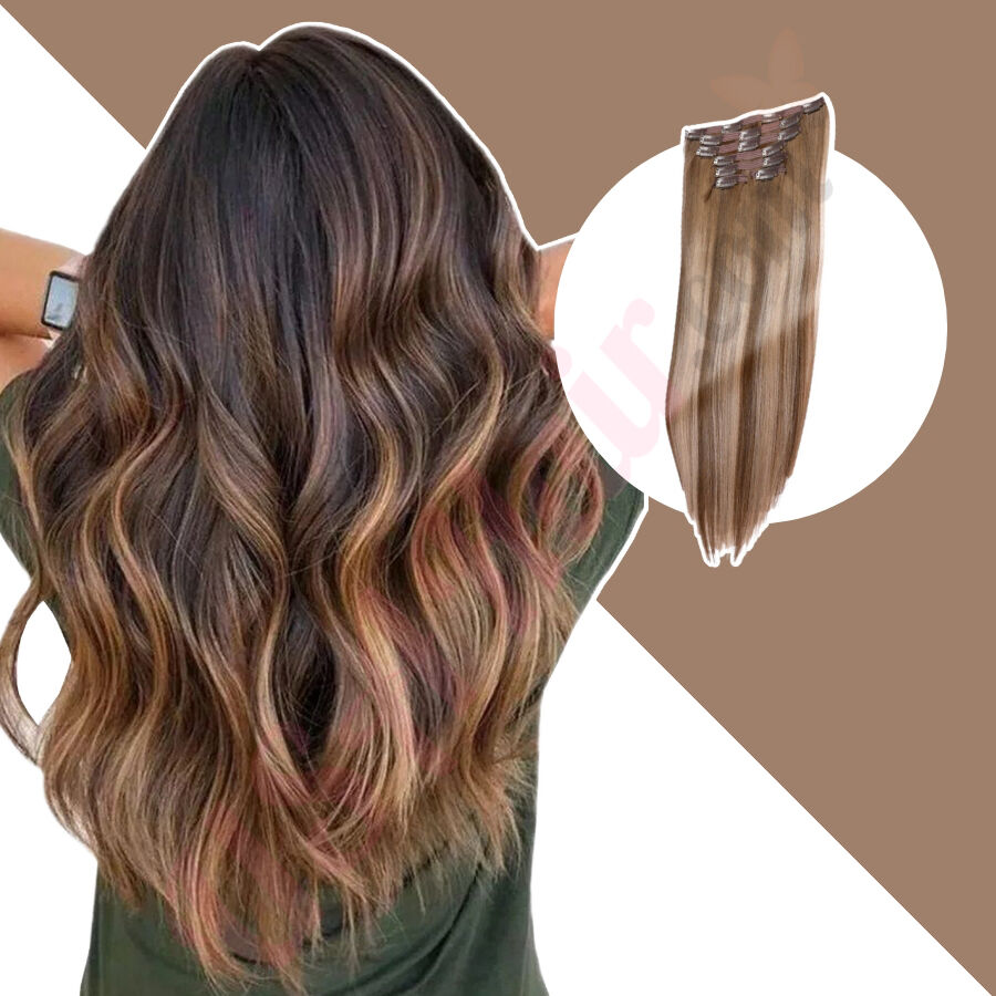 Ombre Balayage Clip in hair extensions Fake Hair Synthetic Hair